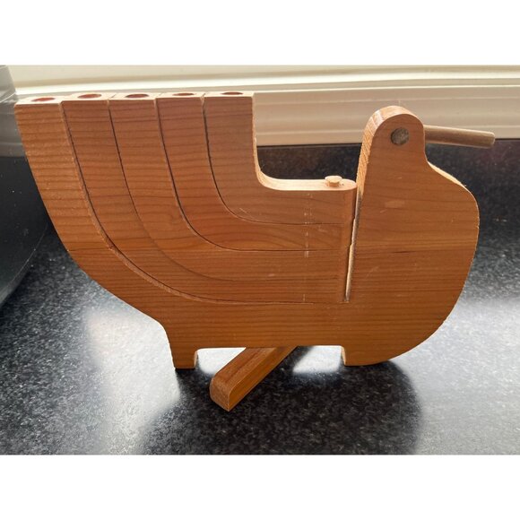 Vtg Wooden Bird Candelabra Scandinavian-Style Swing Arm Candelabra Mid Century - Picture 6 of 10